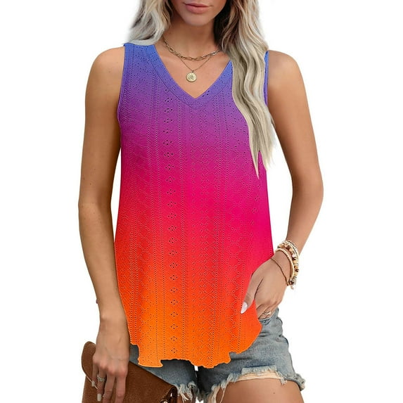 Brilliant Tank Tops for Women under $5 Ladies' Casual and Fashionable Printed Round Neck Sleeveless Tops Summer Shirts Tank Tops for Women Plus Size Tunic Tops Blouse Multicolor XXXL