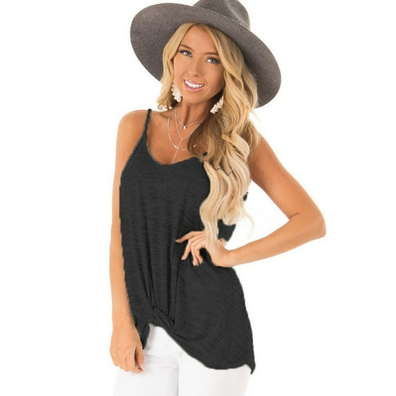 Brilliant Tank Tops for Women under $5 Plus Size Womens Tank Top With Built in Bra Summer European and American Leisure Comfortable Solid Color Kink Sling Black M