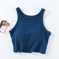 thumbnail image 1 of Brilliant Tank Tops for Women under $5 Women's Solid Color Tank Tops for Women with Built in Bra Camisole Sleeveless Round Neck Racerback Crop Tops Blue S, 1 of 6