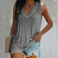 thumbnail image 1 of Brilliant Tank Tops for Women Plus Size 3x Women's Ladies V Neck Loose Tops Casual Solid Color T-Shirt Sleeveless Blouse Vest (Gray,L), 1 of 5