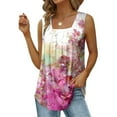thumbnail image 1 of Brilliant Tank Tops for Women Plus Size 3x Women's Summer Casual Loose Fit Pleated Square Neck Sleeveless Tops (Pink,M), 1 of 5