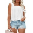 thumbnail image 1 of Brilliant Tank Tops for Women Plus Size Plus Size Tops for Women Solid Color Casual Racerback Square Neck Loose Summer Sleeveless Shirt White XXXL, 1 of 8