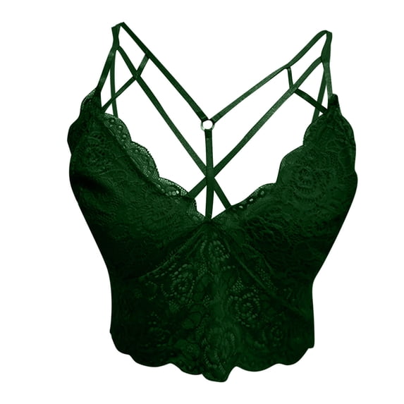 Brilliant Temptation Mesh Nightdress Women's Lace Perspective Sling Back Bra Underwear Vest(Green,S) clothes under $5.00