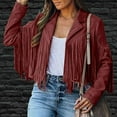 thumbnail image 1 of Brilliant Thin Cardigan for Women Fringe Coat for Women Faux Suede Leather Cowboy Style Coat Long Sleeve Tassels Cardigan Coat, 1 of 9