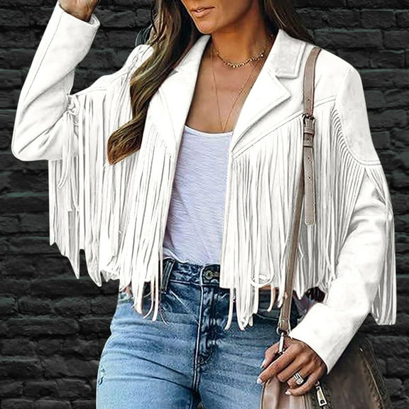 Brilliant Thin Cardigan for Women Fringe Coat for Women Faux Suede Leather Cowboy Style Coat Long Sleeve Tassels Cardigan Coat