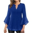 thumbnail image 1 of Brilliant Tops for Women Sequined Plus Size Tops for Women Elegant Sparkly Tee Blouses Cocktail Party Club Tops 3/4 Sleeve Dressy Blouses Shirts Casual Loose Mesh Tunic Tops Blue S, 1 of 7