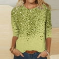 thumbnail image 1 of Brilliant Tops for Women Sequined Plus Size Tops for Women Elegant Sparkly Tee Blouses Cocktail Party Club Tops Loose Mid-Length 3/4 Sleeve Bright Glitter Round Neck T-Shirt Yellow S, 1 of 5