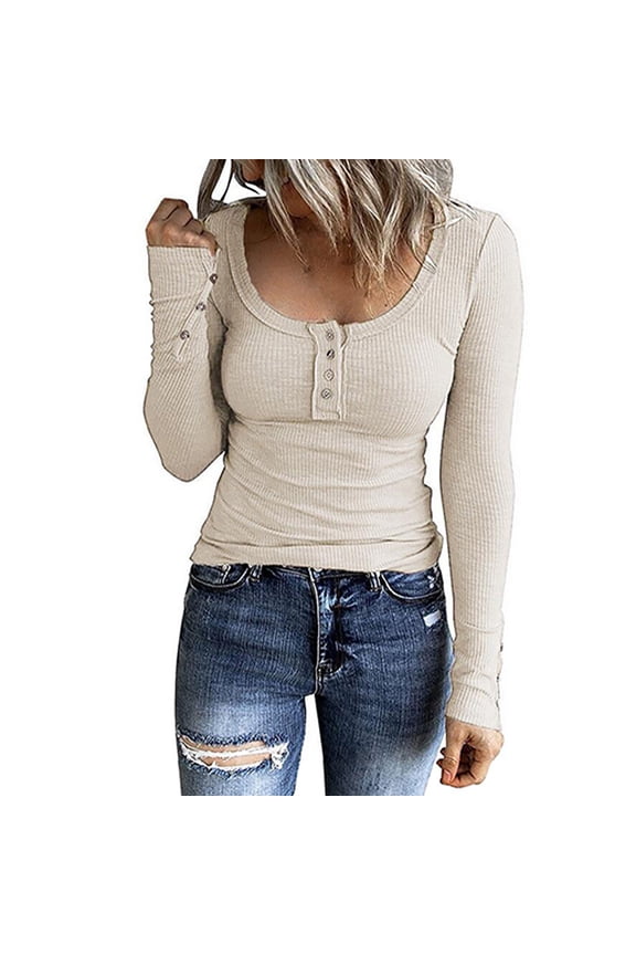 Brilliant Two Piece Outfits Women Fall Womens Fall Clothing Sets Women's Casual Solid Color Buttons Long Sleeve V-Neck Loose Shirt Blouse Top Beige XL