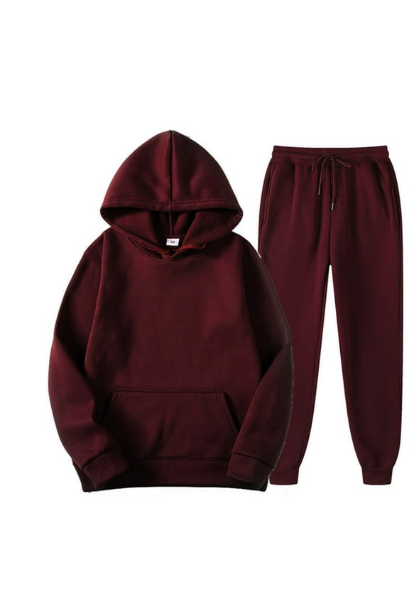Brilliant Two Piece Outfits Women Plus Size Clearance 2PCS Outfits Men's and Women's Sports Tracksuits Long Sleeve Pullover Hoodies Sweatshirt and Sweatpants Fall Winter Suit Red S