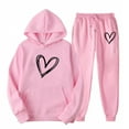 thumbnail image 1 of Brilliant Two Piece Outfits Women Plus Size Clearance Women's Fall Athletic Shirts Casual Long Pants+Long Sleeve Hooded Sweater Tops Hooded Set Pink M, 1 of 2