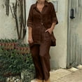 thumbnail image 1 of Brilliant Two Piece Outfits Women Plus Size Women's Fall Suit Fall Color Long Sleeve Tops+Trousers Casual Soft Brown XXXXL, 1 of 5