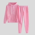 thumbnail image 1 of Brilliant Two Piece Outfits Women Plus Size Womens Fall Clothing New Arrivals Women's Casual Solid Hooded Drawstring Loose Long Sleeve Sweatshirt Tops and Long Pants Set Suits Pink XL, 1 of 5