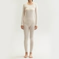 thumbnail image 1 of Brilliant Undershirts for Women Long Sleeve Winter Women's Tight Round Neck Cotton Wool Thermal Underwear Pure Cotton Clothes and Trousers Two-piece Set Beige M, 1 of 4