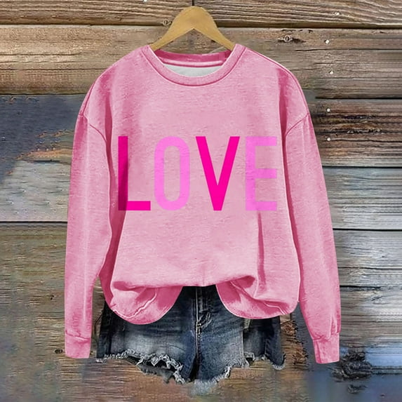 Brilliant Valentine Shirts for Women Womens Tops Spring 2025 Women Round Neck Long Sleeves Casual Sweatshirts Sweater Pullover Tunic Tops