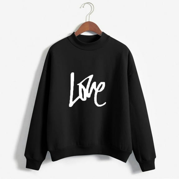 Brilliant Valentines Clothes Tops for Women Plus Size Womens Blouses And Tops Dressy Women Round Neck Long Sleeves Casual Sweatshirts Sweater Pullover Tunic Tops Black M