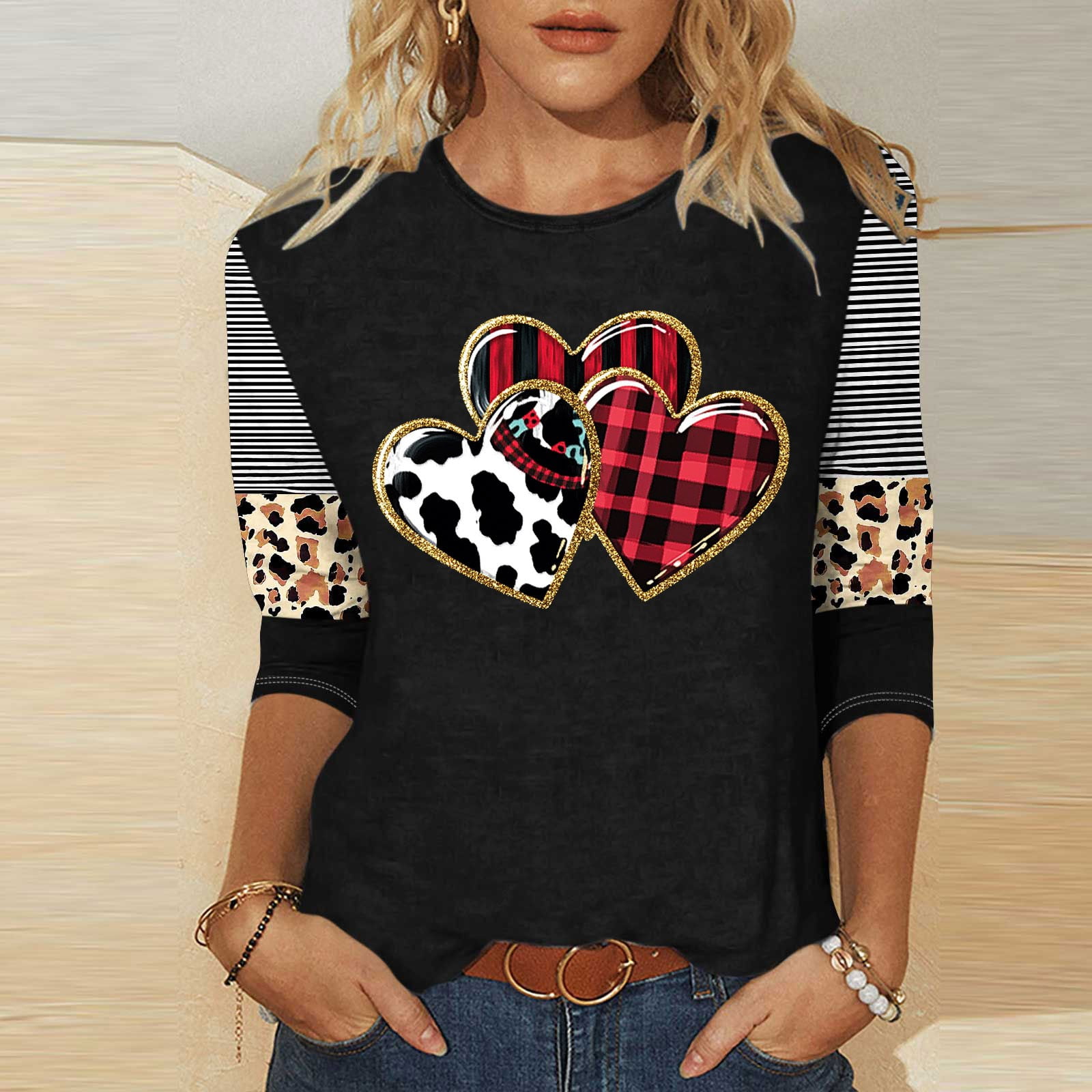 Womens Fleece Hoodies Cute Heart Printed Sweatshirts Long Sleeve Sherpa Crewneck Velvet Hoodie Winter Warm Pullover Outwears With Pockets