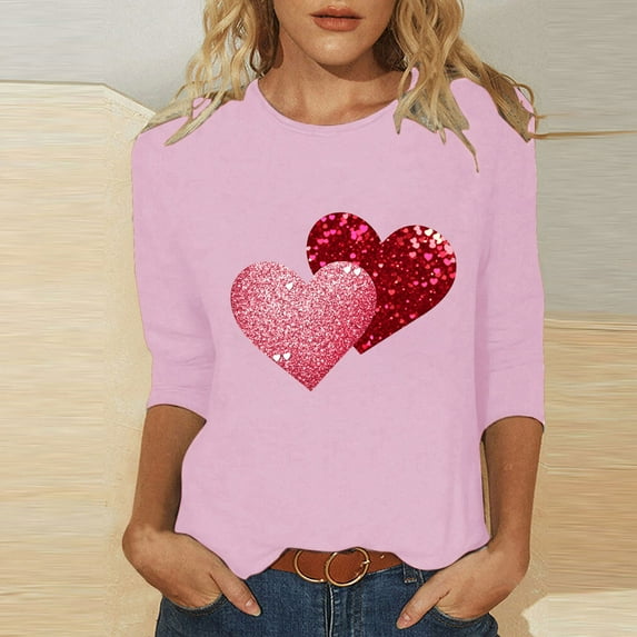 Brilliant Valentines Sweater Womens Tops Spring 2025 Women Round Neck Long Sleeves Casual Sweatshirts Sweater Pullover Tunic Tops