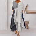 thumbnail image 1 of Brilliant Winter Dresses for Women 2025 Women Casual Round-Neck Long Sleeve Button Pocket Long Dress Gray 3x, 1 of 6