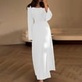 thumbnail image 1 of Brilliant Winter Dresses for Women Fall and Winter New Solid Round Neck Long Sleeve Split Loose Maxi Dress for Women White L, 1 of 5
