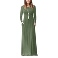 thumbnail image 1 of Brilliant Winter Dresses for Women Women Casual Long Sleeve Sexy Plus Size Loose Plain Pockets Long Maxi Dress Green XL, 1 of 6