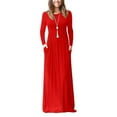 thumbnail image 1 of Brilliant Winter Dresses for Women Women Casual Long Sleeve Sexy Plus Size Loose Plain Pockets Long Maxi Dress Red 2x, 1 of 6