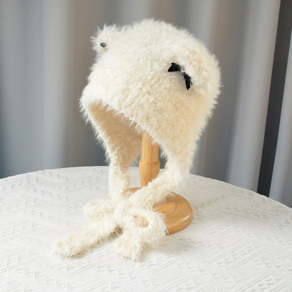 Brilliant Winter Hats for Women with Ear Flaps Women Plaid Printed Faux Bucket Hat Warm Windproof Baggy Stretch Winter Soft Caps Wrap Fisherman Hat Beige