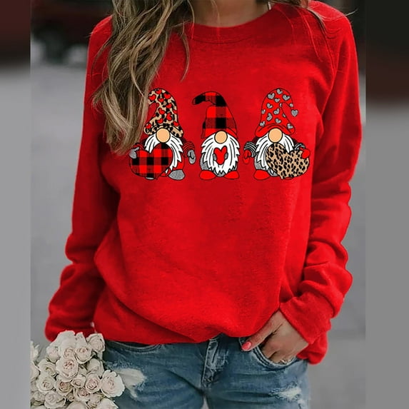 Brilliant Women's Casual Valentine's Day Heart Lulusi Print Round Neck Sweatshirt