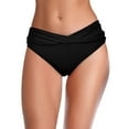 thumbnail image 1 of Brilliant Women's Cheeky Solid Swimsuit Front Bikini Bottoms Ruched Swim Bottoms Bathing Summer 2024(Black,XL), 1 of 9