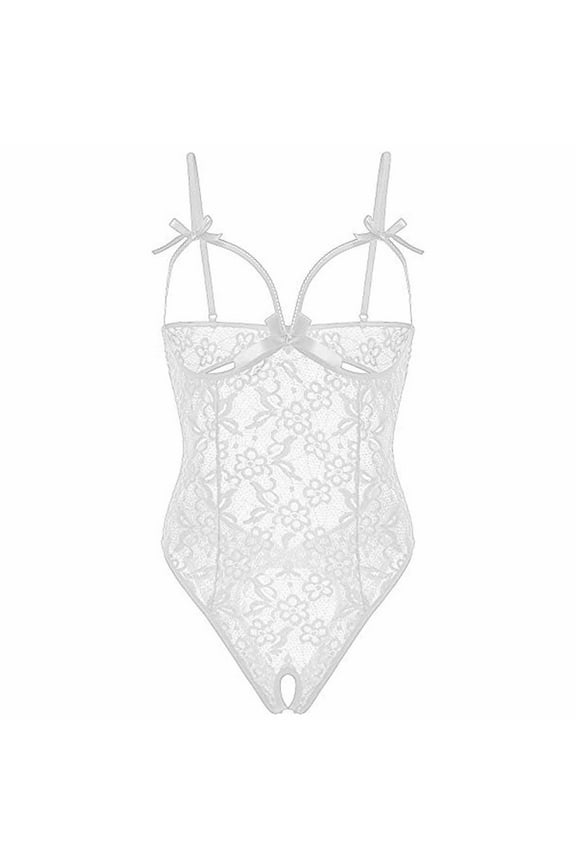 Brilliant Women's Plus and Regular Sizes Ladies Cool Girl Lace Solid Sedin Seductive Sling Jumpsuit Suit(White,XXL) Clearance Clothes under $5.00