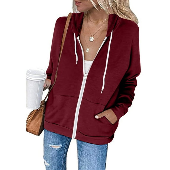 Brilliant Womens Coats Outerwear Winter Winter Fashion Women Casual Hooded Slim Zipper Fleece Sweater Coat Clearance Clothes under $5.00