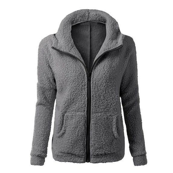 Brilliant Womens Coats and Jackets Plus Size Winter Solid Color Pol Sweater Long Sleeve Hooded Casual Coat/Jacket Clearance Clothes under $5.00