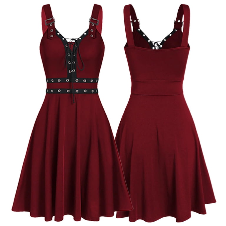 chinese dress ladies Lace Up One Shoulder Bandage Dress Red / Small