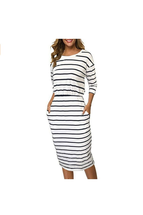 Brilliant Womens Dresses Outlet Women's Sexy Tight Striped Long Sleeve Dress clothes under $5.00