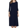 thumbnail image 1 of Brilliant Womens Dresses Petite Women Fashion Comfortable Button V-Neck Solid Color Casual Dress Clearance Clothes under $5.00, 1 of 9