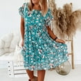 thumbnail image 1 of Brilliant Womens Dresses Petite Women's Summer Dress Beach Floral Print Ruffles Casual Dress clothes under $5.00, 1 of 9