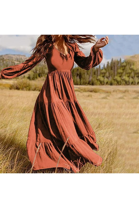 Brilliant Womens Dresses Scoop Women Fashion Casual Chiffon Hedging V-Neck Large Pendant Long Sleeve Floral Dress Black Dress Friday