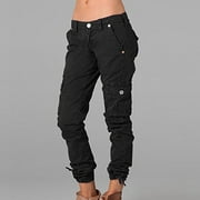 Brilliant Womens Pants Black Cargo Pants for Women Womens Casual Loose Pocket High-waisted Loose Pants Leggings for Women Clothes under $5.00