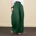 thumbnail image 1 of Brilliant Womens Pants Wide Leg Fashion Women Loose Color Casual Pants Cotton Linen Trousers Green S-5XL, 1 of 8