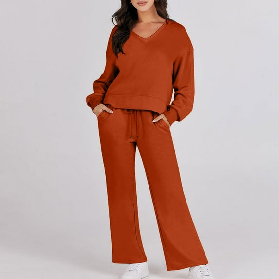 Brilliant Womens Plus Size Clearance Fall Women 2023 Color Sports Suit Casual Sports Hoodie Pant Two-piece Set