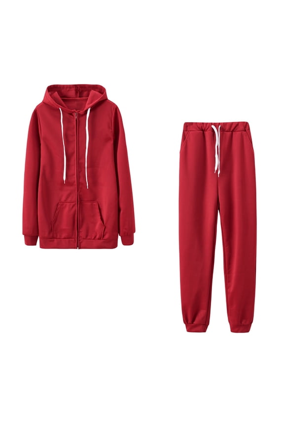 Brilliant Womens Plus Size Clearance Fall Women Color Hooded Sweatshirt and Pant Tracksuit Sport Suit