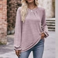 thumbnail image 1 of Brilliant Womens Shirts Blouse Women's Fashion Round Neck Long Sleeve Loose T-shirt Clearance Clothes under $5.00, 1 of 6