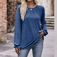 thumbnail image 1 of Brilliant Womens Shirts Blouse Women's Fashion Round Neck Long Sleeve Loose T-shirt Clearance Clothes under $5.00, 1 of 6