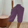 thumbnail image 1 of Brilliant Womens Shorts with Pockets Women's Solid Color Shorts Casual Women's Shorts Capris Purple XXXL, 1 of 7