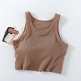 thumbnail image 1 of Brilliant Womens Tank Tops $4.98 Womens Tank Tops Plus Size Built in Bra Solid Color Chest Cushion Exposed Navel Camisole with Blouse Brown L, 1 of 6