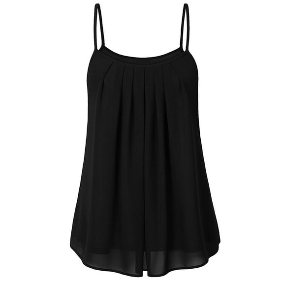 Brilliant Womens Tank Tops Plus Size Women's Summer Casual Loose Solid Color Suspender Vest Suspender Top (Black,XL)