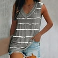 thumbnail image 1 of Brilliant Womens Tank Tops Plus Size Fashion Women's Summer V-Neck Sleeveless Striped Casual Tank Top Blouse (Gray,L), 1 of 6