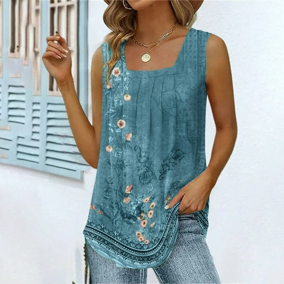 Brilliant Womens Tank Tops Plus Size Women's Summer Casual Loose Fit Pleated Neck Sleeveless Shirts Tops (Green,M)