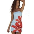 thumbnail image 1 of Women Tropical Summer Dress Strapless Floral Midi Tube Bodycon Party Clubwear Blue M, 1 of 5