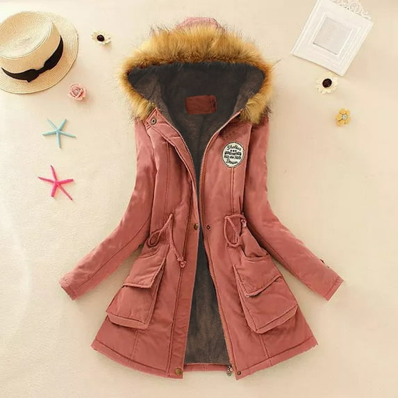 Brilliant Womens Tops Plus Size Fall Clothes Women Winter Womens Warm Coat Hooded Jacket Slim Winter Outwear Multicolor XL