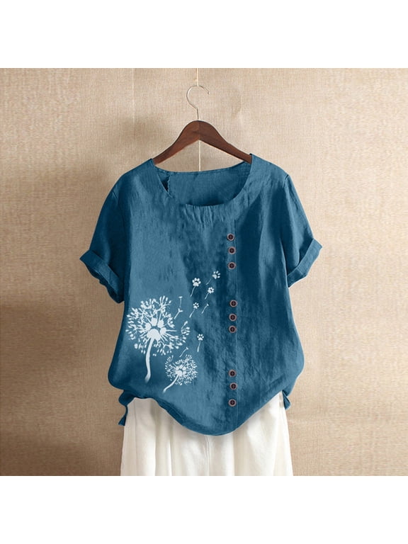 Brilliant Womens Tops Plus Size Summer Women Casual Print Short Sleeve Plus Size T-Shirt Top Blouse
